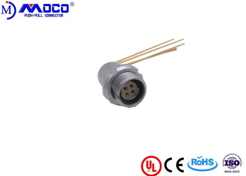 M14 4 Pin Round Power Connector With Elbow Contacts For PCB 100 G Shock