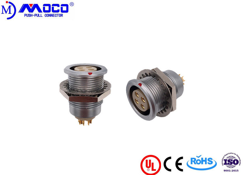 Brass 1B 304 Female Panel Mount Circular Connector For Data Logger UL Certificated