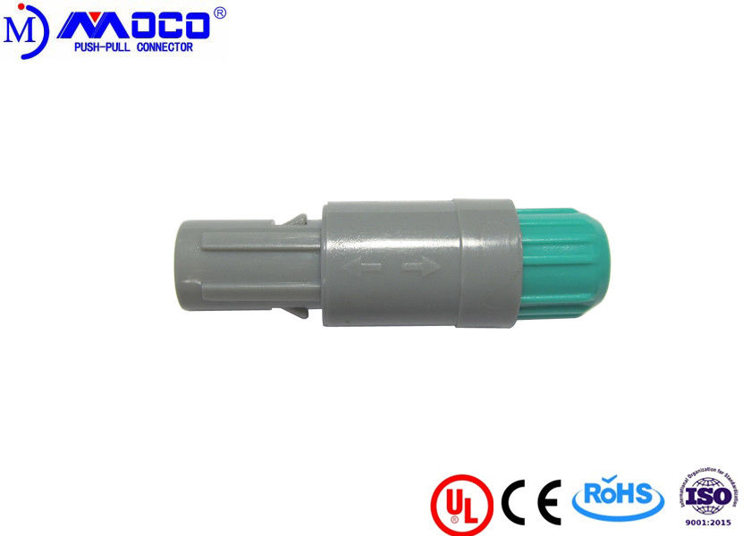 Self Latching Plastic Push Pull Connectors For Endoscopy With Green Nut 1P 8 Pin