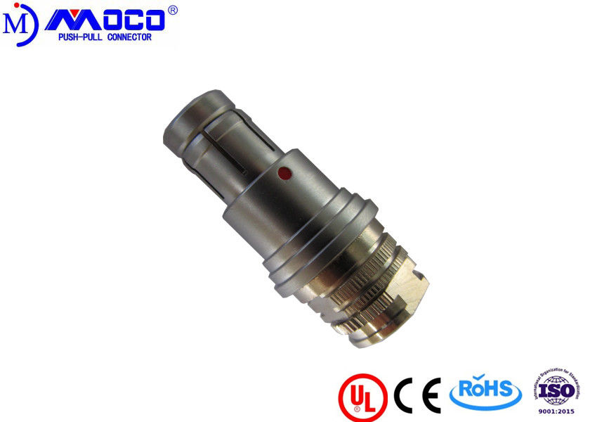 Brass Short Type Circular 4 Pin Connector , Male Straight Plug Connector With Nut