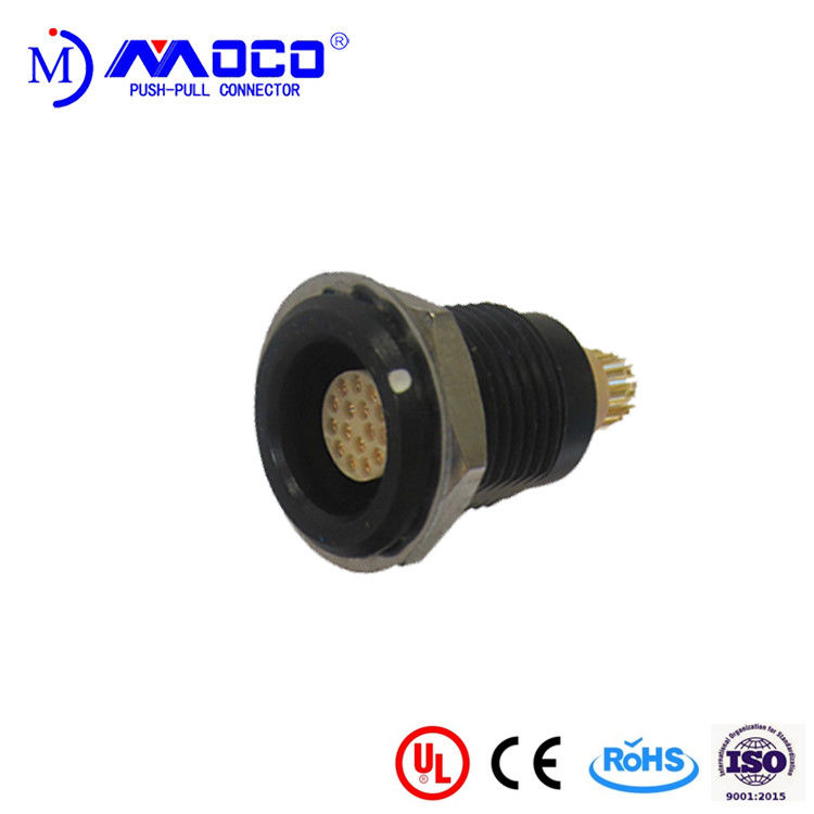 M12 16 pin black chrome receptacle female  quick release cylinder  connector