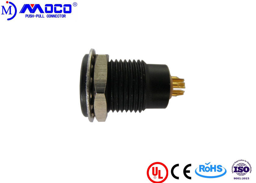 Metal Brass D 102 Round 9 Pin Connector , Female Panel Mount Connector
